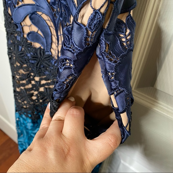 Self-Portrait Prairie Midi Dress in Blue Size 0 - Picture 9 of 14